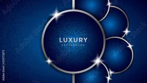 Abstract luxury dark background with silver lines and glowing silver light. blue dots combinations. Overlap modern background