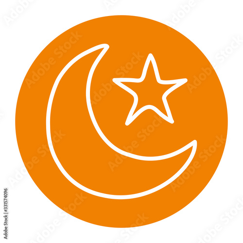 Ramadan moon and star block line style icon vector design