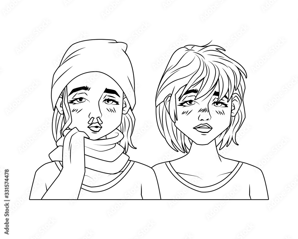 sick girls with symptoms of covid19