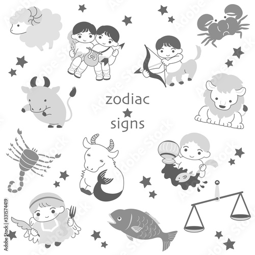 12星座 キャラクター　おしゃれ　シンプル　白黒