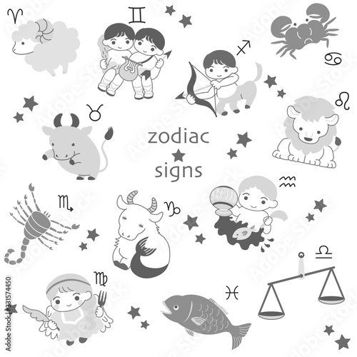 12星座 キャラクター　おしゃれ　シンプル　白黒