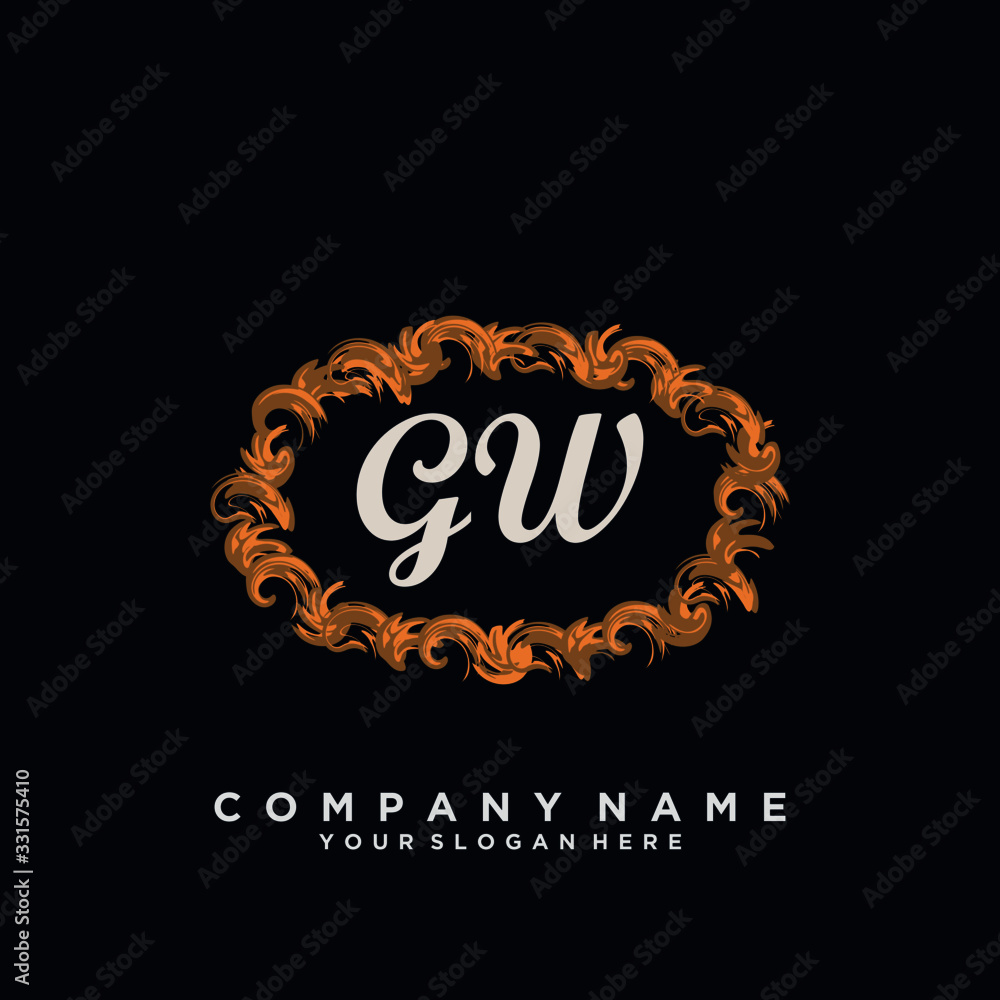 Initial Letter GW Logo With circle Template Vector