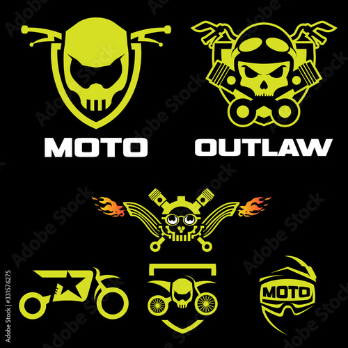 Biker emblem logo set