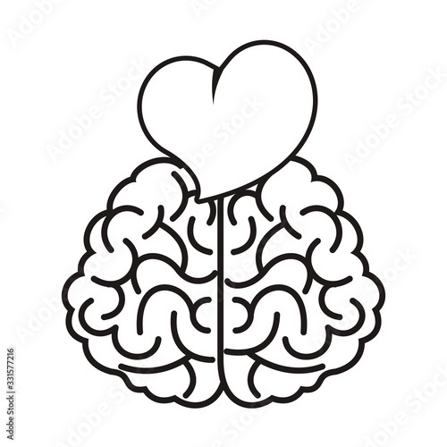 brain with heart love icon