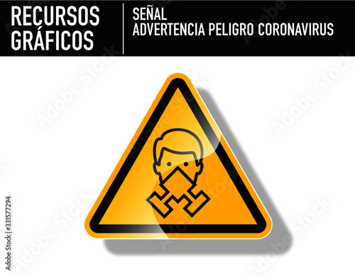 Señal de hombre con filtro respiratorio