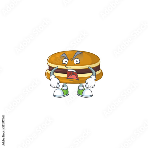 Dorayaki mascot design concept showing angry face