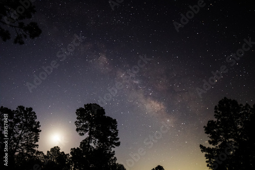 Milky Way core with Moon.