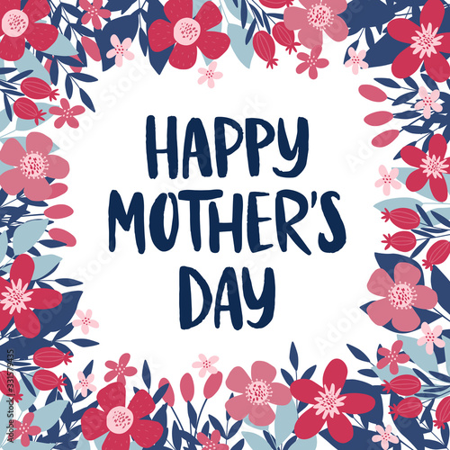 Happy Mother's Day social media banner vector template. Holiday celebration text.