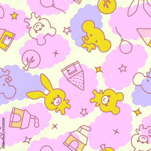 カラフル雲と動物