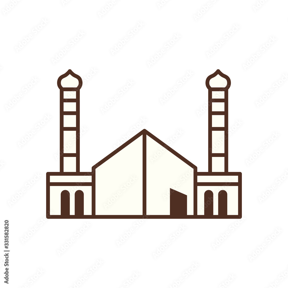 Ramadan mosque line style icon vector design