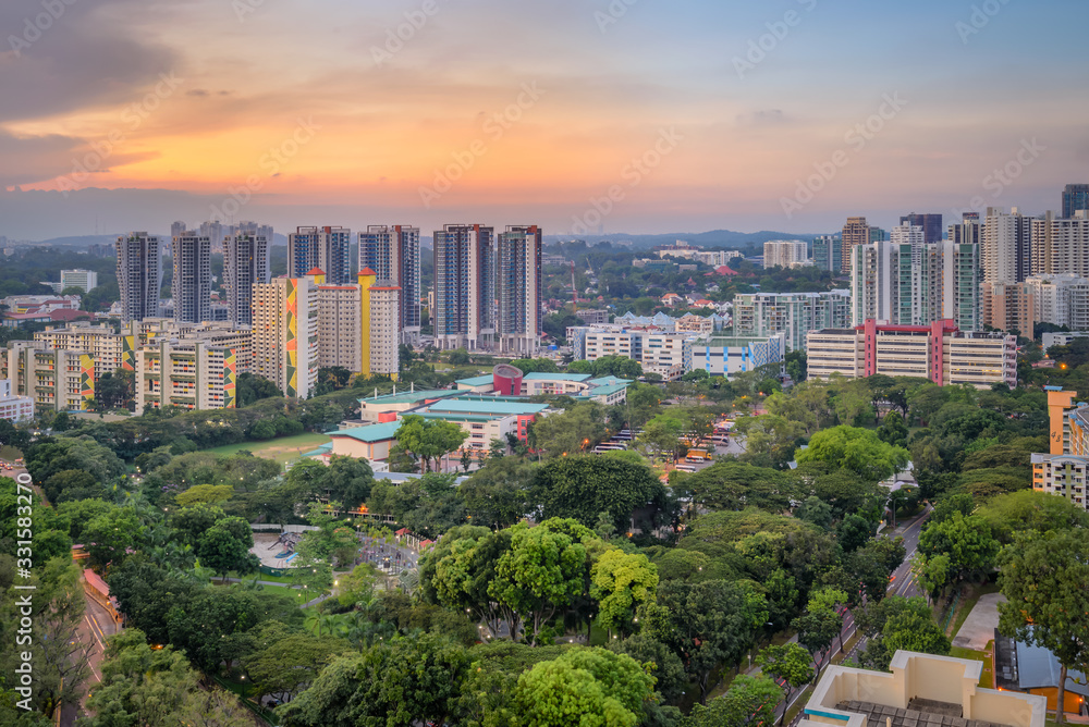 Fototapeta premium Singapore 2018 HDB Bukit Merah View during sunset, late afternoon