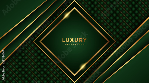 abstract greeb background with gold lines. green textured background. isolated background and golden light.