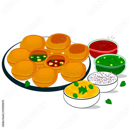 Pani Puri indian mumbai street Food Vector
