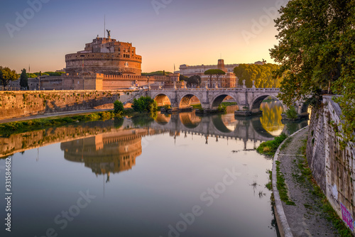 Ponte Sant'Angelo. St Angel Bridge during early morning, Rome, Italy