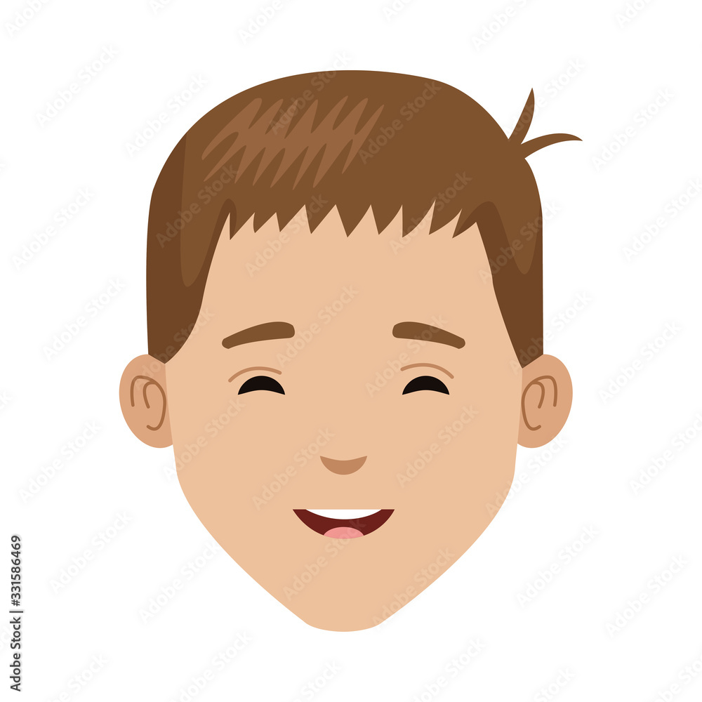 young man head character icon young man head character icon