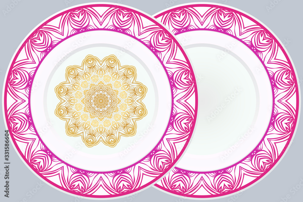Set of two decorative round border and mandala ornament. Vector illustration. Set of two decorative round border and mandala ornament. Vector illustration.