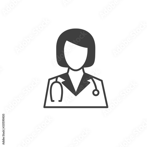 Medical Doctor Icon Female with Stethoscope Vector illustration.
