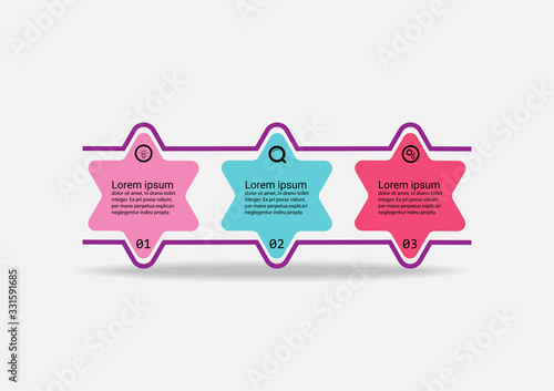 Infographic design star vector template 3 point banner. Use workflow layout, diagram, business step options, banner, web design.