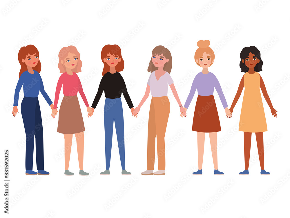 Fototapeta premium Women holding hands vector design