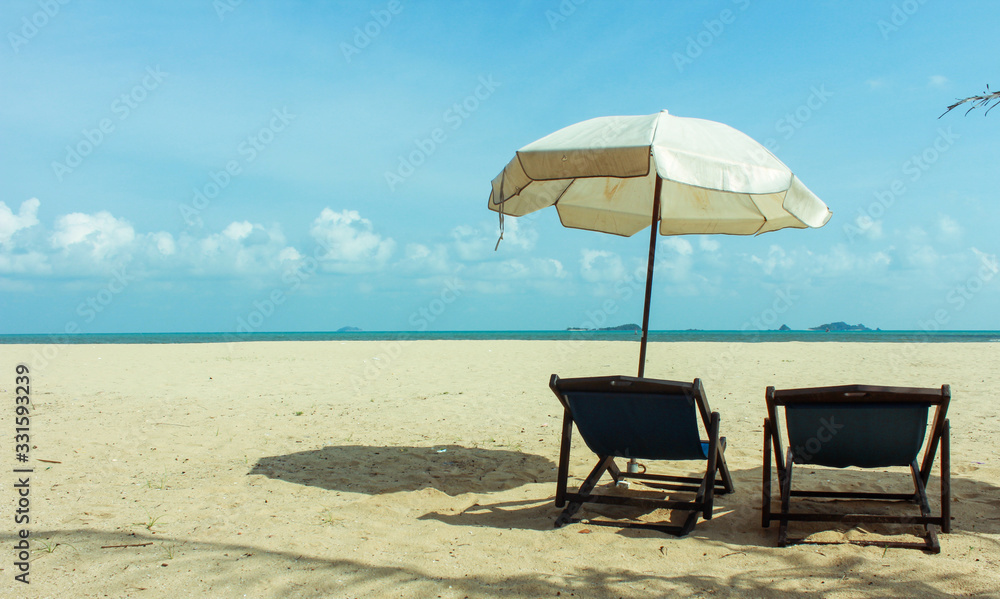 Beach chairs at the sea