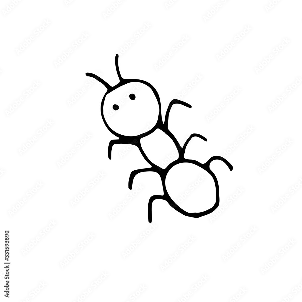 hand-drawn vector illustration, element without background, ant in the forest hand-drawn vector illustration, element without background, ant in the forest