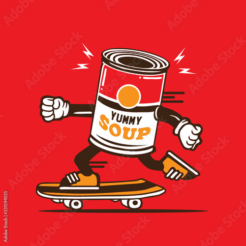 Yummy Soup Can Skateboarding Character Design