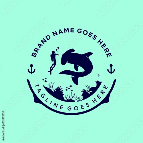 Scuba Diving silhouette illustration Design