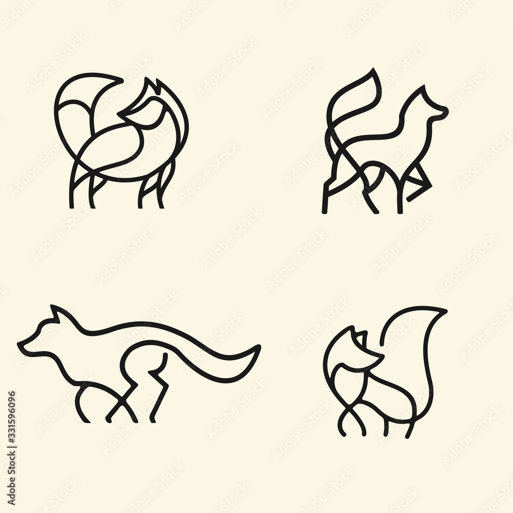 Cute Dog mono line abstract logo