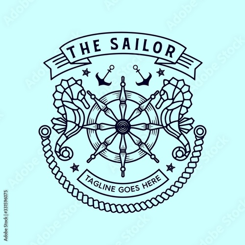 The sailor mono line abstract illustration