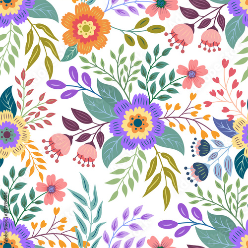 Seamless floral pattern background. Vector pattern with floral design. Colorful vector illustration