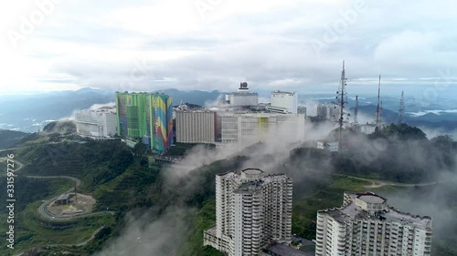 Aerial shot of the Genting Highlands resort with fog aound. photo