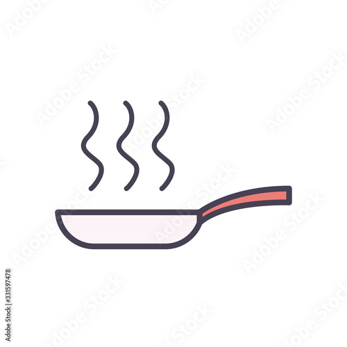Isolated frying pan line and fill style icon vector design