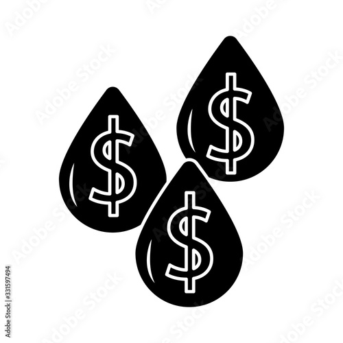 oil drops with dollars symbols flat style