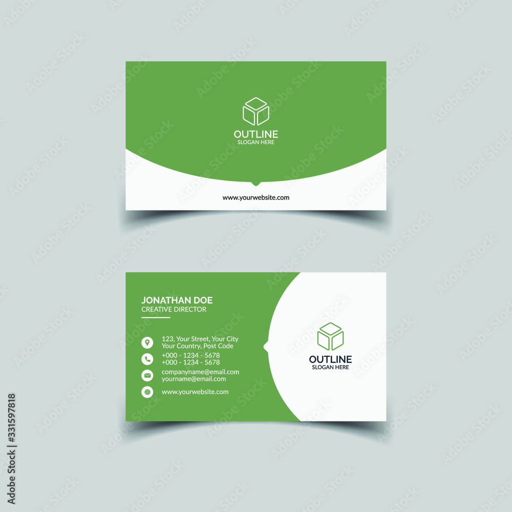 Green and white business card template Green and white business card template