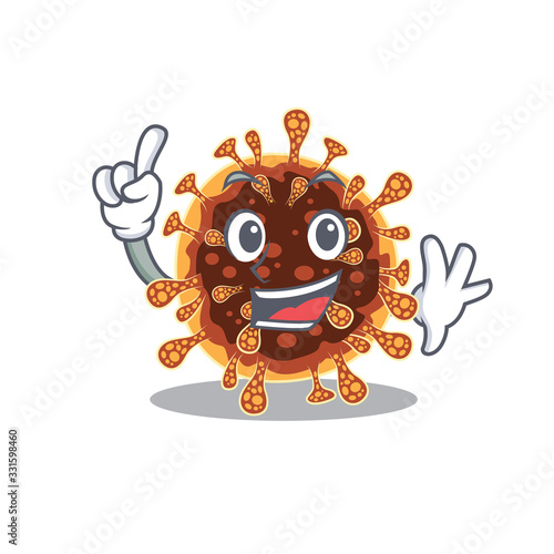 One Finger gamma coronavirus in mascot cartoon character style