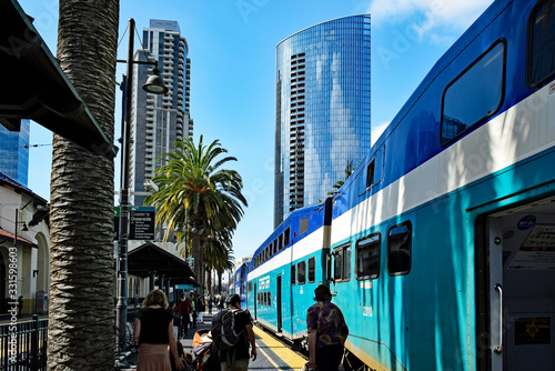 Amtrak Coaster, at Santa Fe station, San Diego, California, USA photo