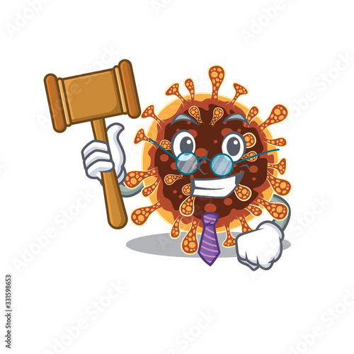 Charismatic Judge gamma coronavirus cartoon character design wearing cute glasses