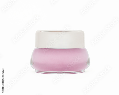 Glass jar with cosmetic cream