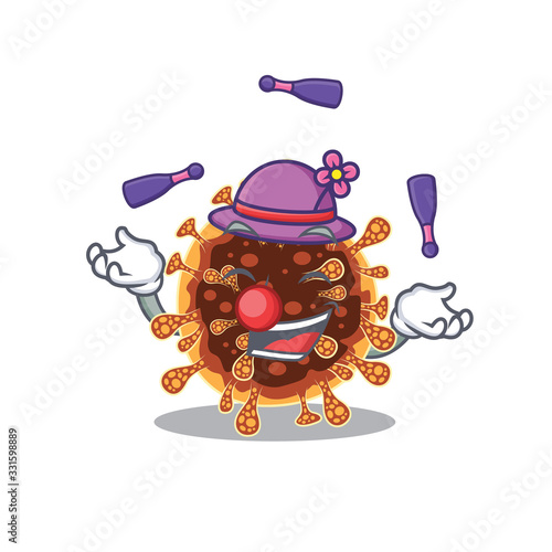 A sweet gamma coronavirus mascot cartoon style playing Juggling
