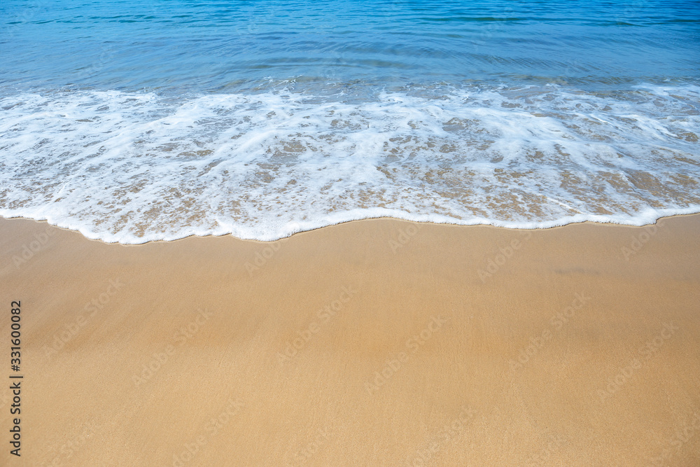 Clean beach with white wave, summer outdoor day light, relaxing on the beach Clean beach with white wave, summer outdoor day light, relaxing on the beach
