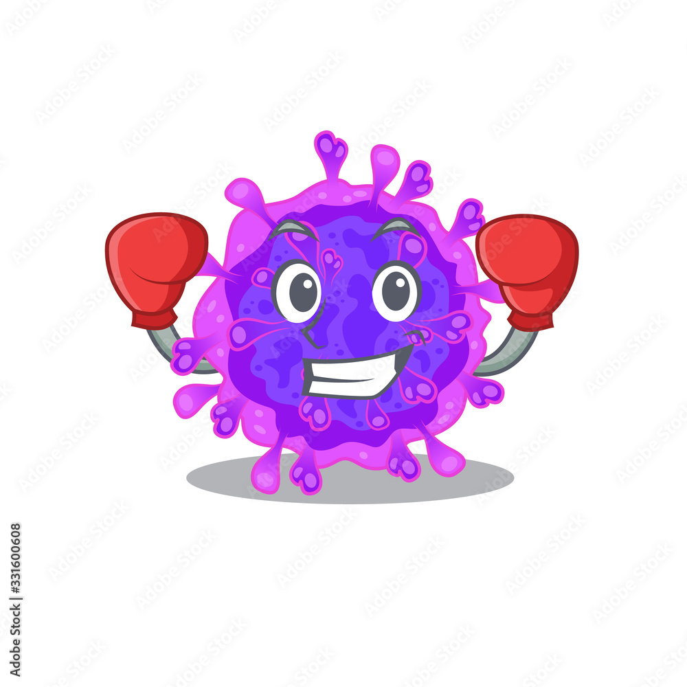 A sporty alpha coronavirus boxing mascot design style