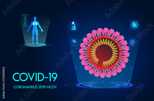 Coronavirus 2019-ncov and virus background with disease cells. covid-19 corona virus outbreaking and pandemic medical health risk concept Premium Vector