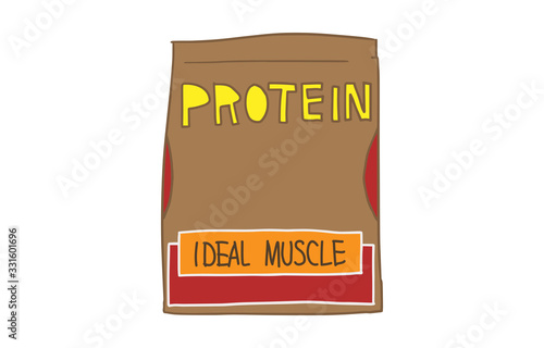 筋力トレーニングのアイテム、粉末タイプのプロテインのイラスト