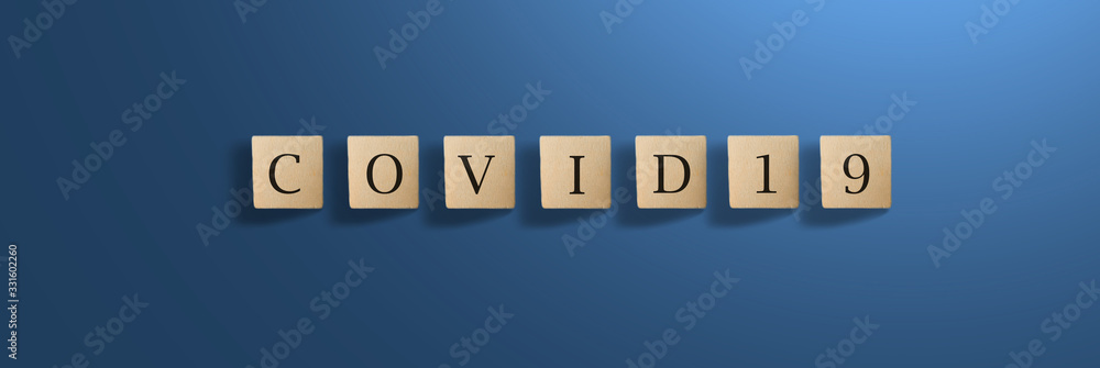 business word with covid19 words on blue background business word with covid19 words on blue background