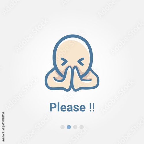 Please Emotion with cute boy vector character design