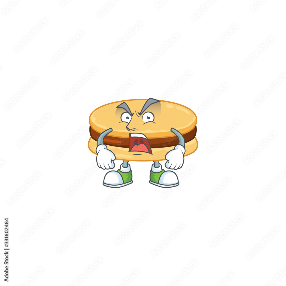 Brown alfajor mascot design concept showing angry face Brown alfajor mascot design concept showing angry face