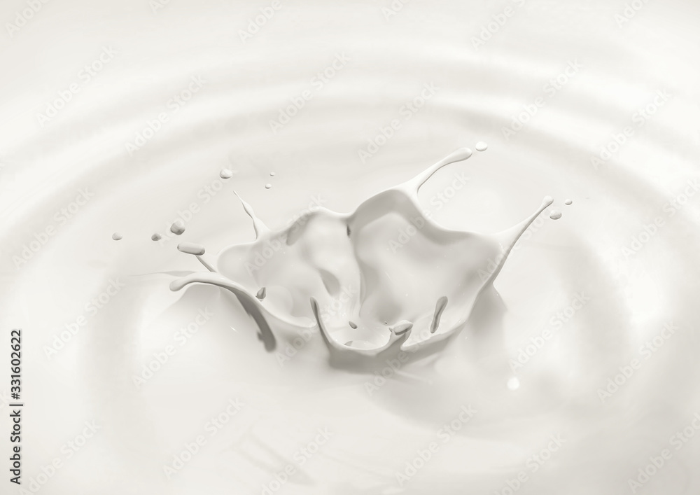 splash of milk on white background