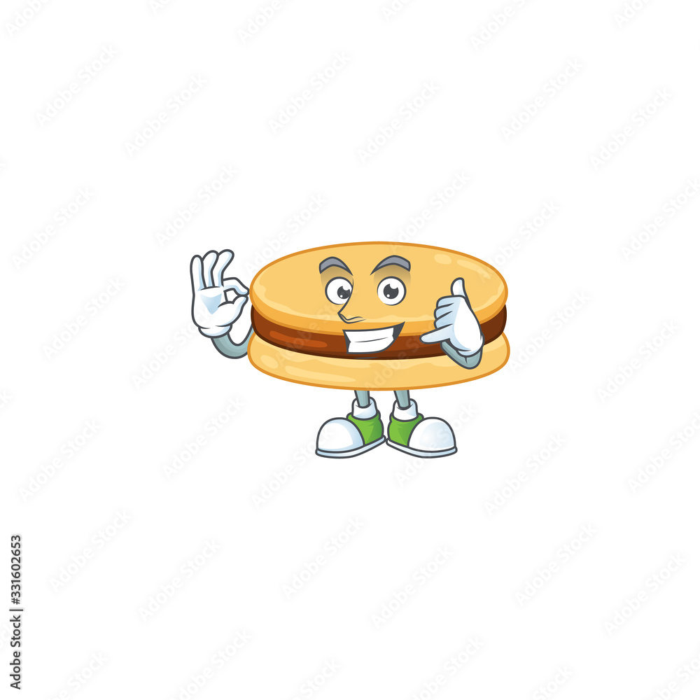 Call me funny gesture brown alfajor mascot cartoon design Call me funny gesture brown alfajor mascot cartoon design