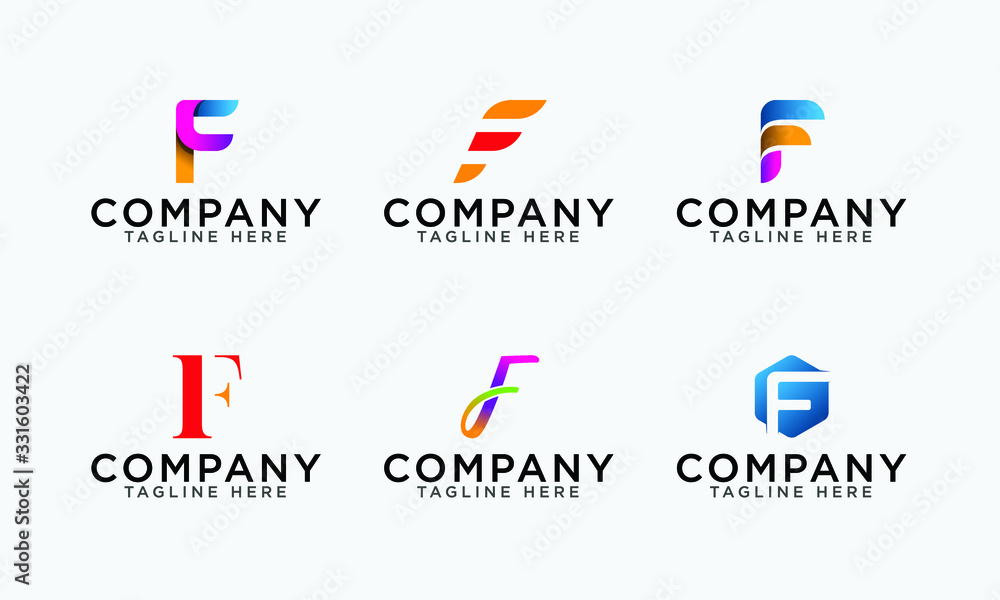 Letter F logo set vector letter logo set template Letter F logo set vector letter logo set template