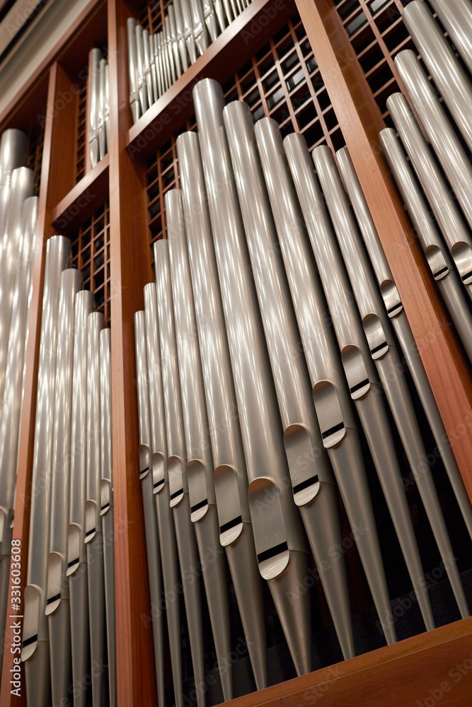 Pipe organ, pipe part close up Pipe organ, pipe part close up